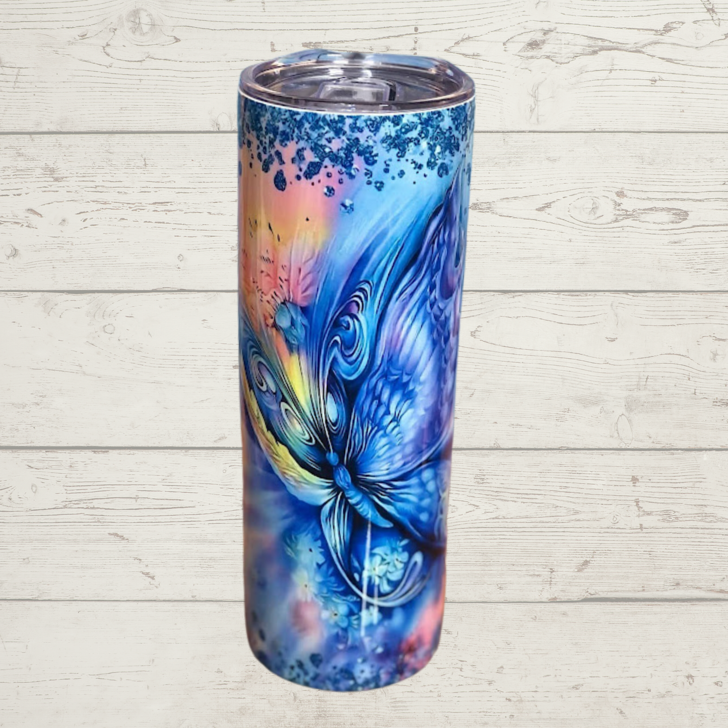 Vivid Pastel Colors with High Definition 3D Butterfly Image on a Quality 20 oz Tumbler/Mug/Cup